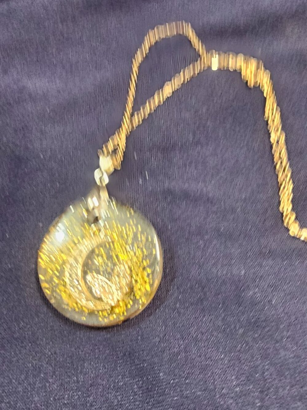 Handmade Resin Moon Pendant Necklace | Gold Glitter Celestial Jewelry